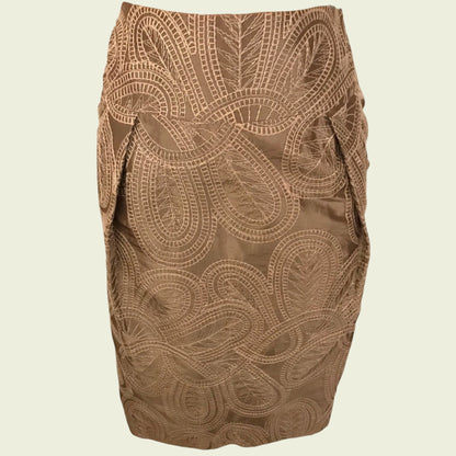 Brown patterned skirt on a beige background