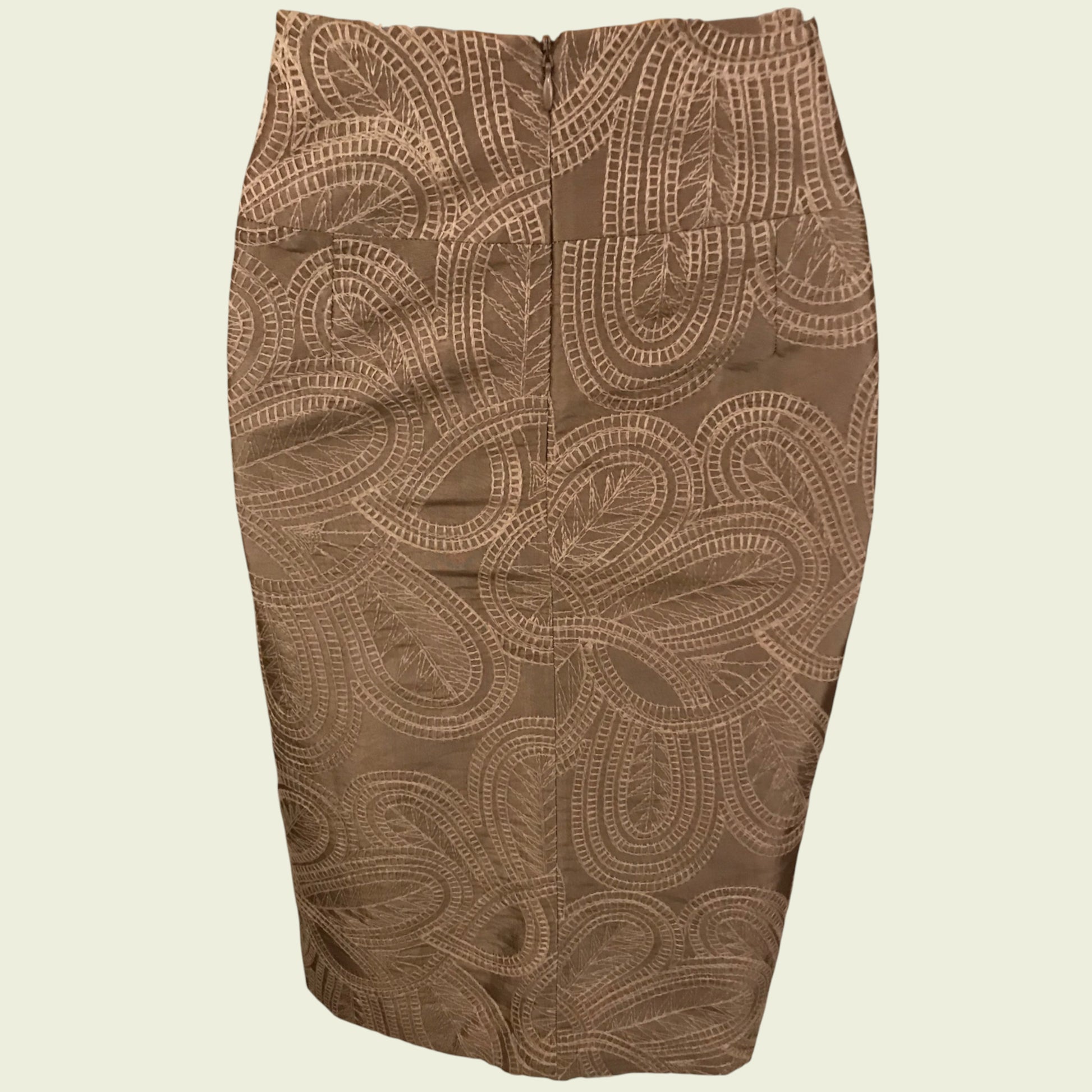 Brown patterned skirt on a beige background