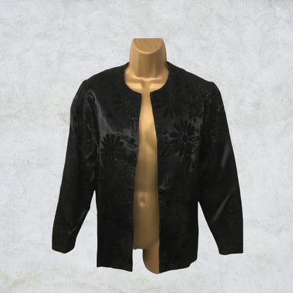 Hamells London Women's Vintage Black Velvet Flock Jacket UK 10 US 6 EU 38 Timeless Fashions