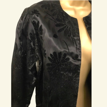 Hamells London Women's Vintage Black Velvet Flock Jacket UK 10 US 6 EU 38 - Timelessfashions