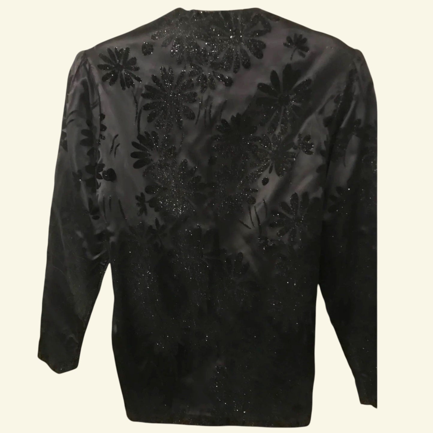 Hamells London Women's Vintage Black Velvet Flock Jacket UK 10 US 6 EU 38 - Timelessfashions