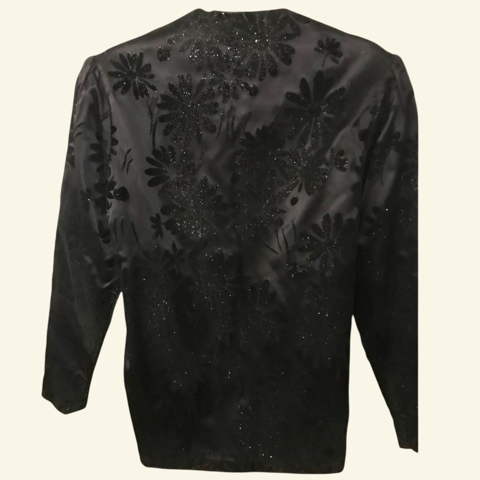 Hamells London Women's Vintage Black Velvet Flock Jacket UK 10 US 6 EU 38 - Timelessfashions