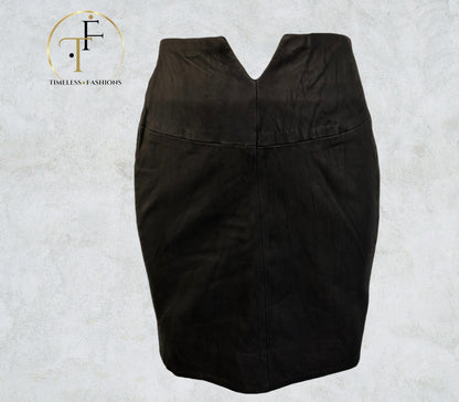 Eleven Paris Black Leather Mini Skirt UK 8 US 4 EU 36 Timeless Fashions