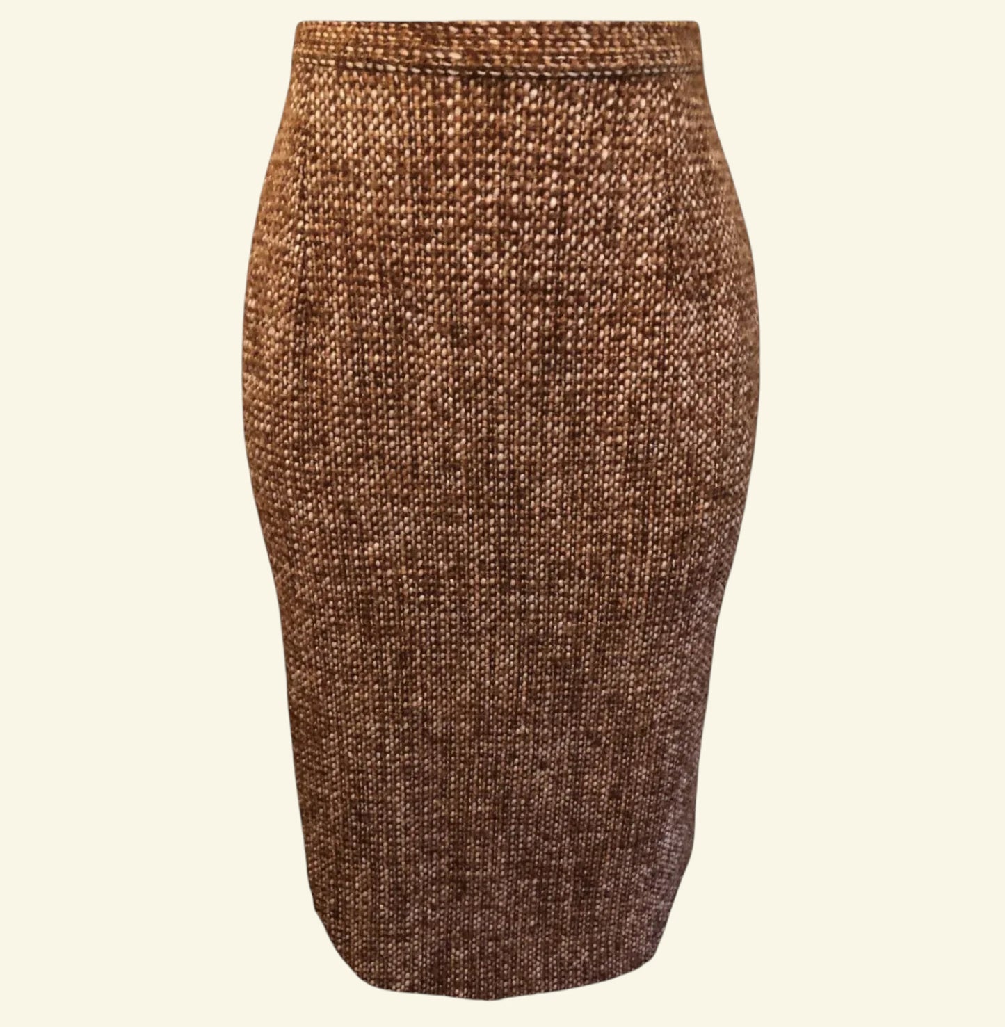 Hermes Govantes Rust Brown Tweed Pencil Skirt UK 10 US 6 EU 38 IT 42 - Timelessfashions