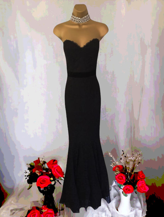 Lipsy Black Lace Fishtail Maxi Dress, Prom, Mermaid UK 8 US 4 EU 36 BNWT RRP£150 - Timeless Fashions