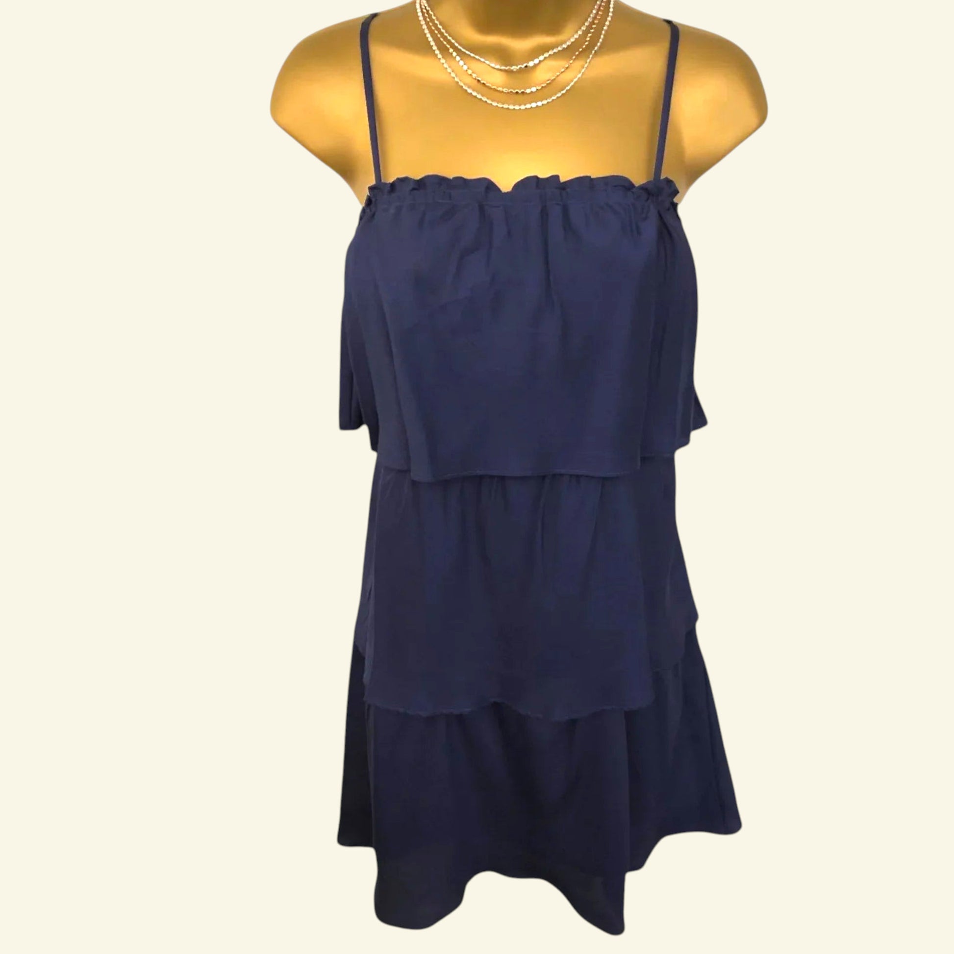 Ella Moss Navy Silk Tiered Mini Dress Size S UK 8 US 4 EU 36 - Timelessfashions