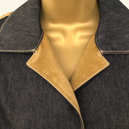Gianfranco Ferre Womens Vintage Blue Denim Pea Coat UK 16 US 12 EU 44 IT 48 - Timelessfashions