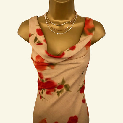 Chrystiano Beige & Red Floral Special Occasion Outfit UK 12 US 8 EU 40 - Timelessfashions