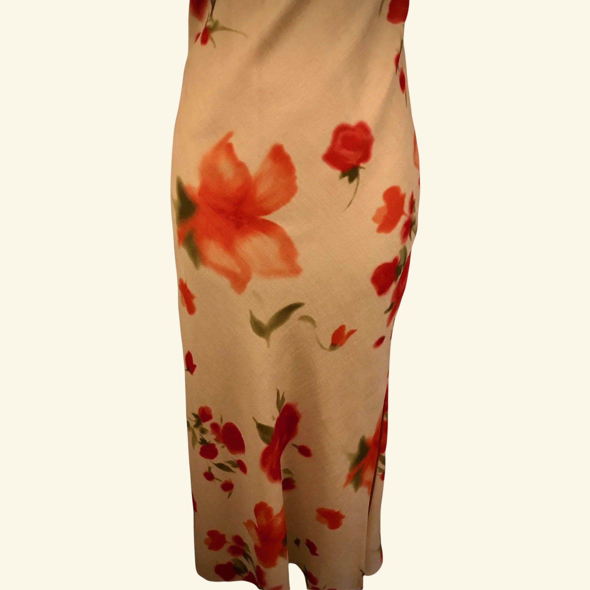 Chrystiano Beige & Red Floral Special Occasion Outfit UK 12 US 8 EU 40 - Timelessfashions