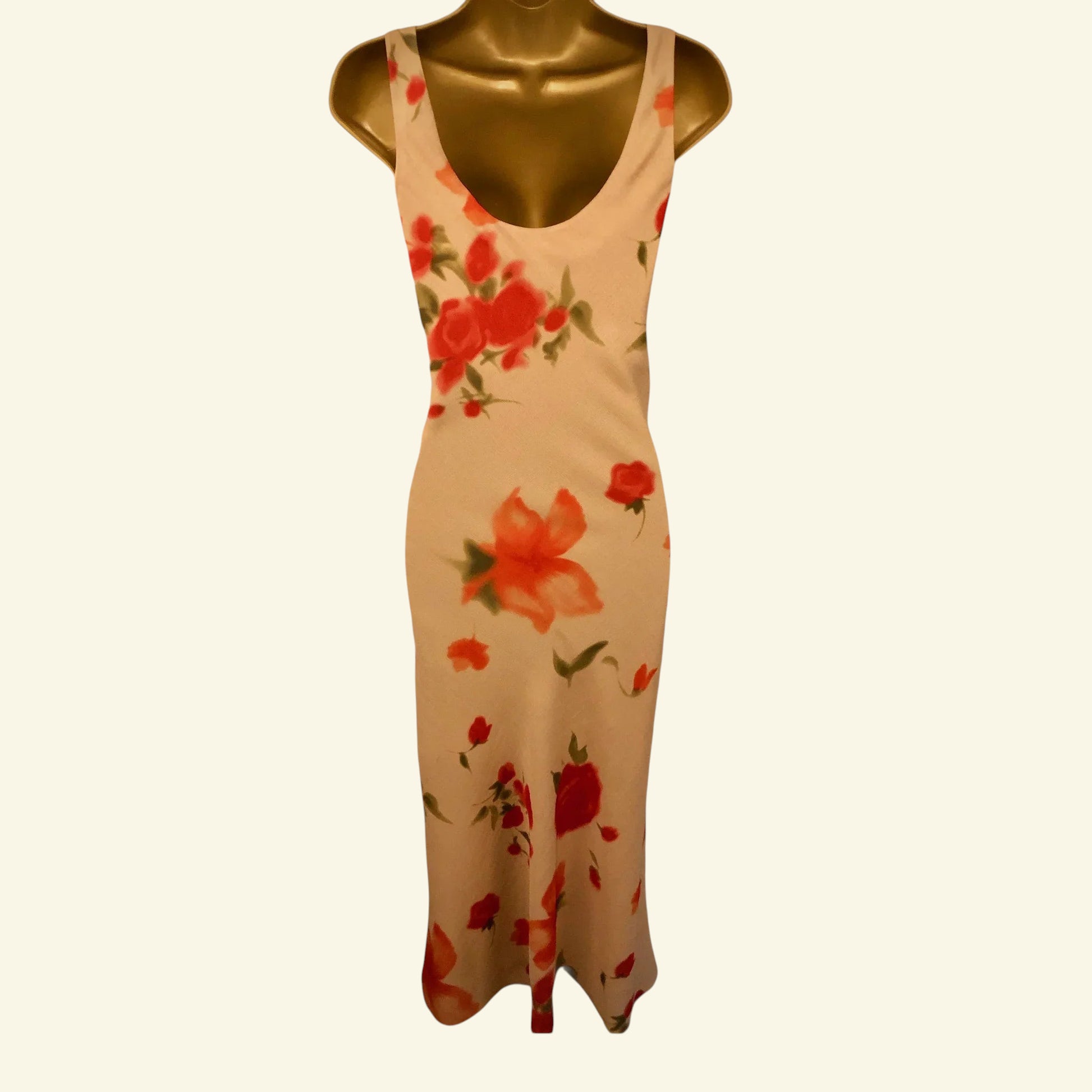 Chrystiano Beige & Red Floral Special Occasion Outfit UK 12 US 8 EU 40 - Timelessfashions