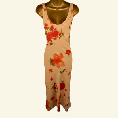 Chrystiano Beige & Red Floral Special Occasion Outfit UK 12 US 8 EU 40 - Timelessfashions