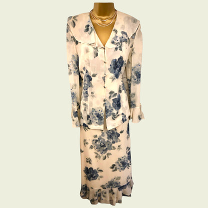 Floral dress on a mannequin against a light background