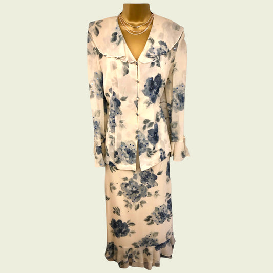 Floral dress on a mannequin against a light background