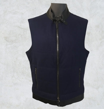 Costume Nemutso Mens Blue Wool Padded Bodywarmer Gilet UK 38 EU 48 Timeless Fashions