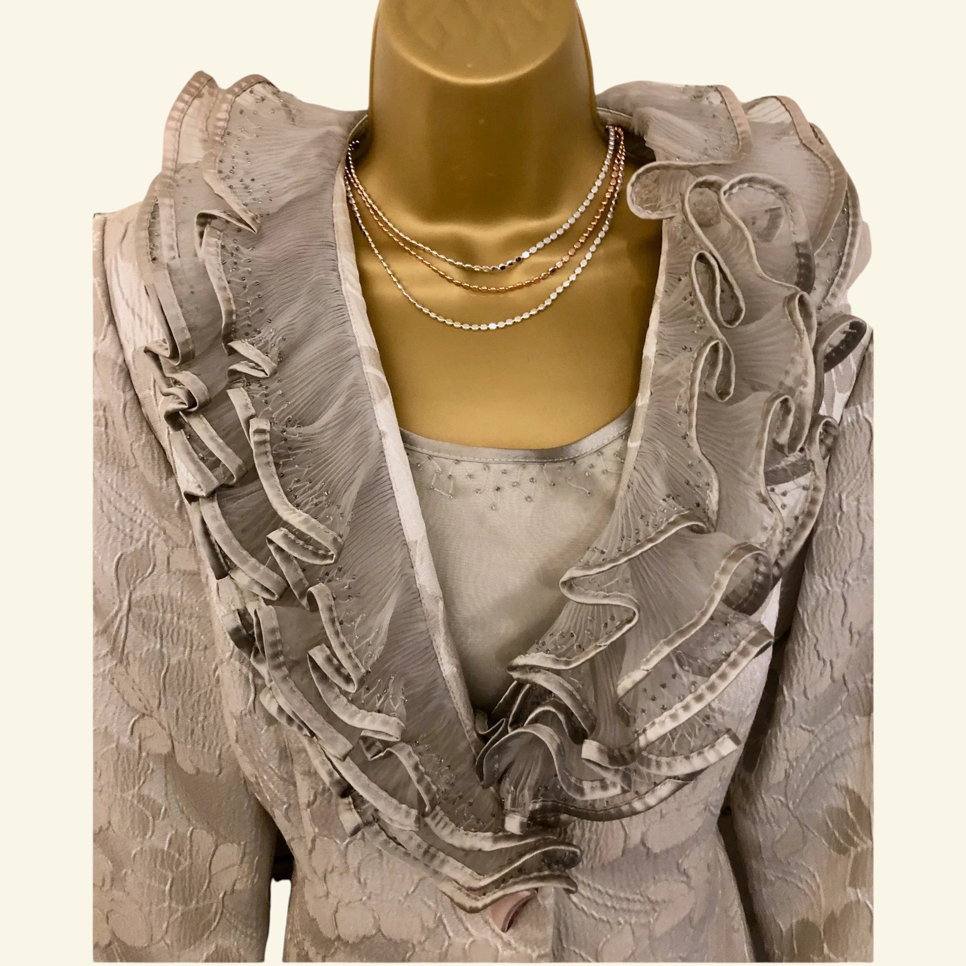 Costura Europa Silver Grey Three Piece Dress & Jacket UK 12 US 8 EU 40 - Timelessfashions