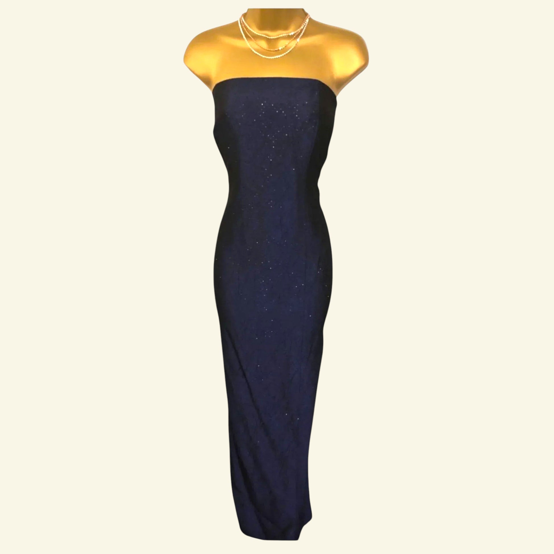 Samuel Marks Navy Sparkly Maxi Dress, Prom UK 12 US 8 EU 40 - Timelessfashions