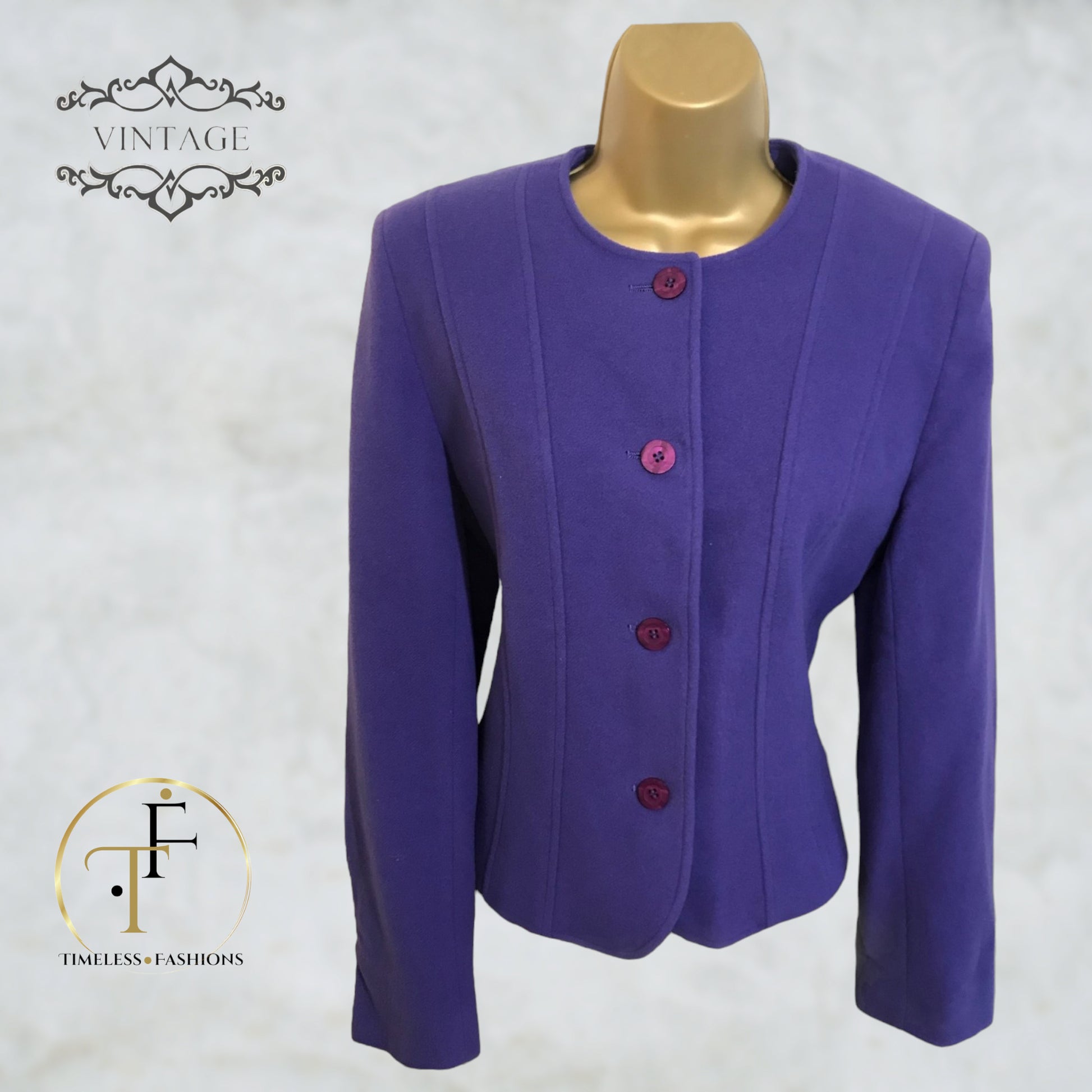Alexon Vintage Purple Wool & Cashmere Jacket UK 10 US 6 EU 38 Timeless Fashions