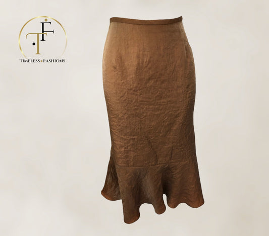 Frank Usher Brown Bronze Shimmer Fishtail Skirt UK 14 US 10 EU 42 Timeless Fashions
