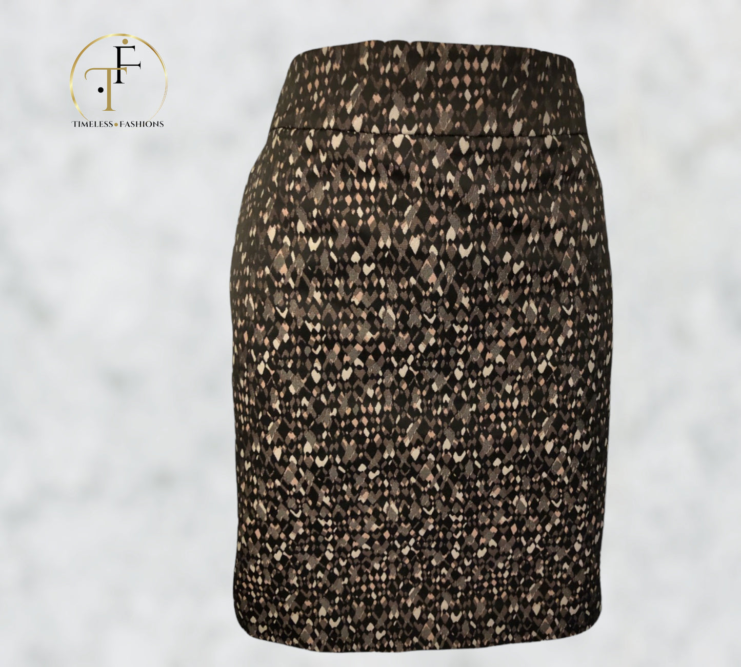 DKNY Geometric Patterned Black Mini Pencil Skirt Size UK 10 US 6 EU 38 Timeless Fashions