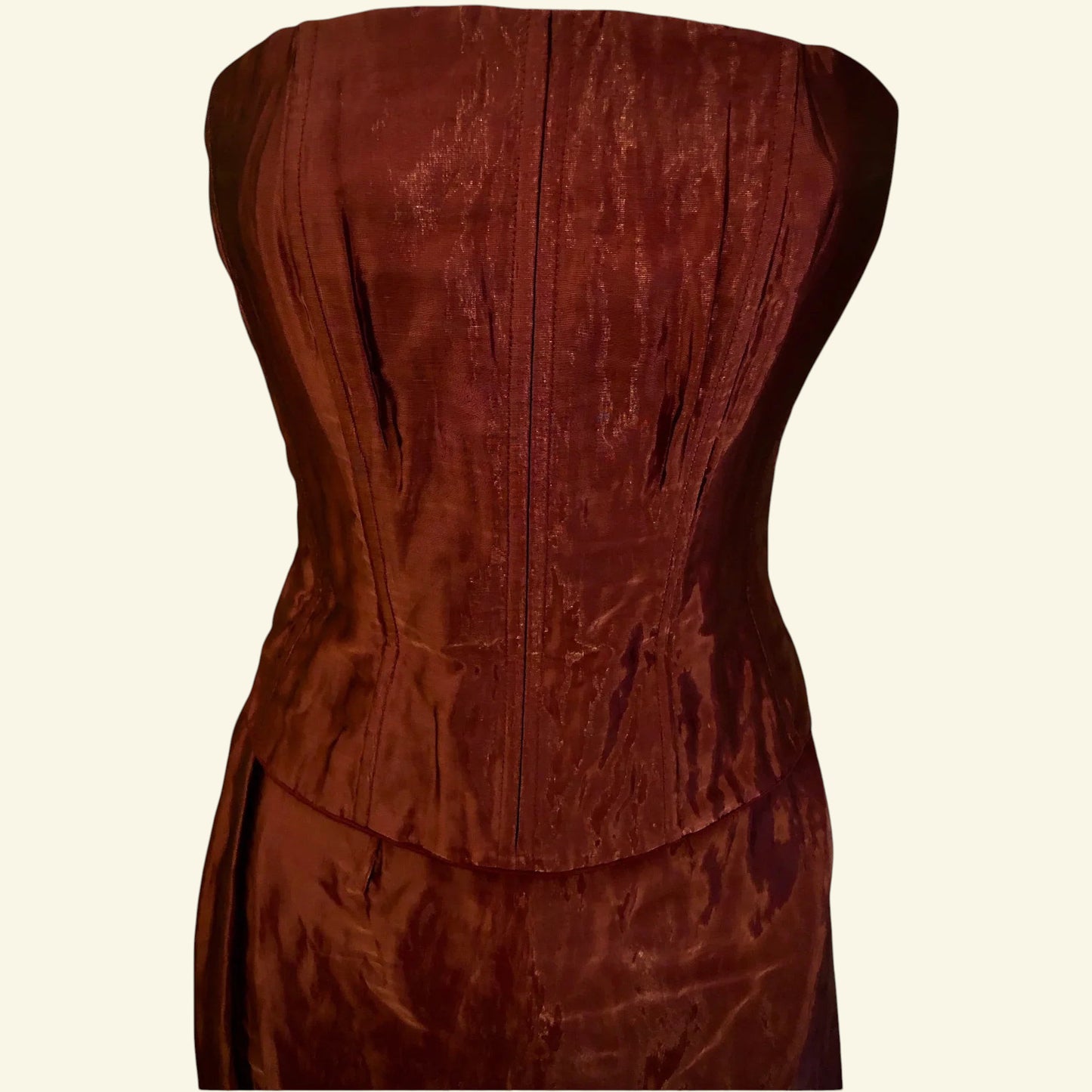 Monsoon Plum Wine Metallic Two Piece Corset Dress UK 10 US 6 EU 38 - Timelessfashions
