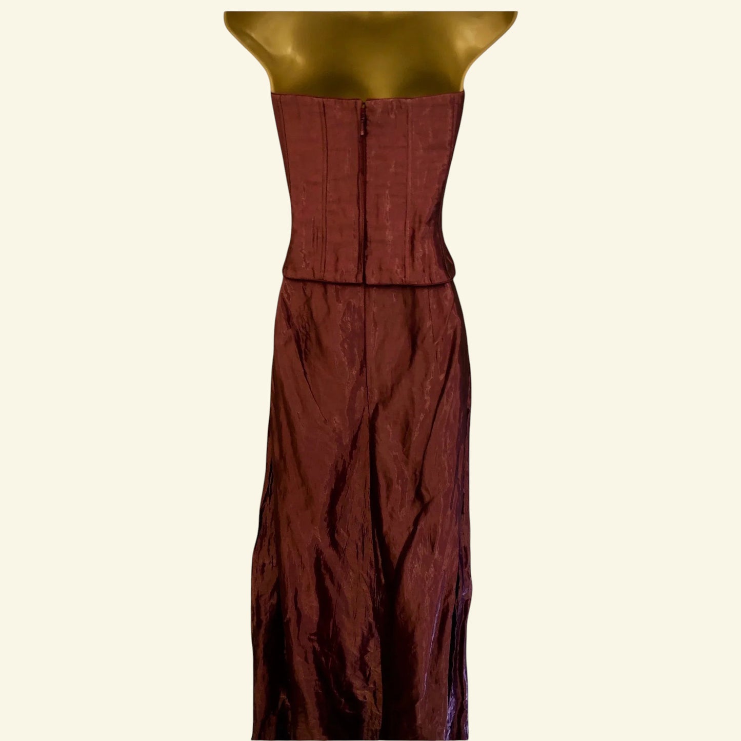 Monsoon Plum Wine Metallic Two Piece Corset Dress UK 10 US 6 EU 38 - Timelessfashions