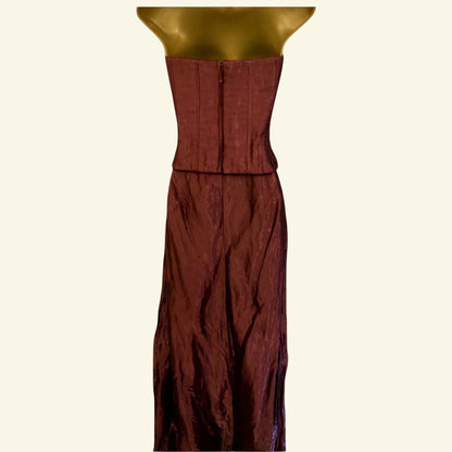 Monsoon Plum Wine Metallic Two Piece Corset Dress UK 10 US 6 EU 38 - Timelessfashions