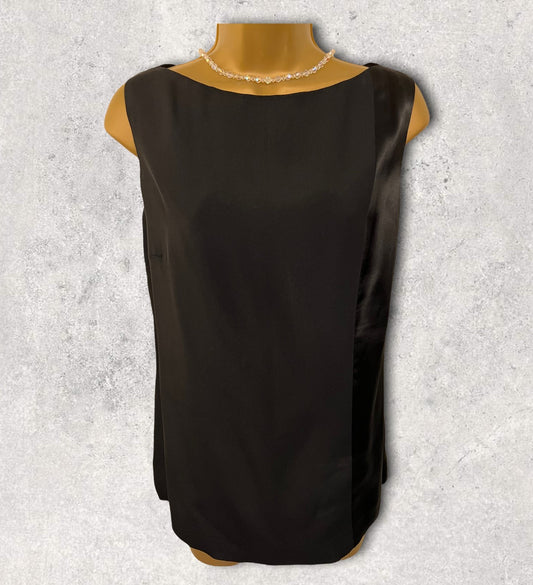 Byblos Black Silky Sleeveless Vest Top UK 12 US 8 EU 40 IT 44 Timeless Fashions
