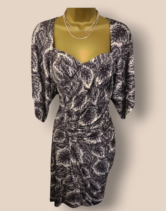 Yigal Azrouel Silk Paisley Print Kimono Style Ruched Dress UK 10 US 6 EU 38 Timeless Fashions