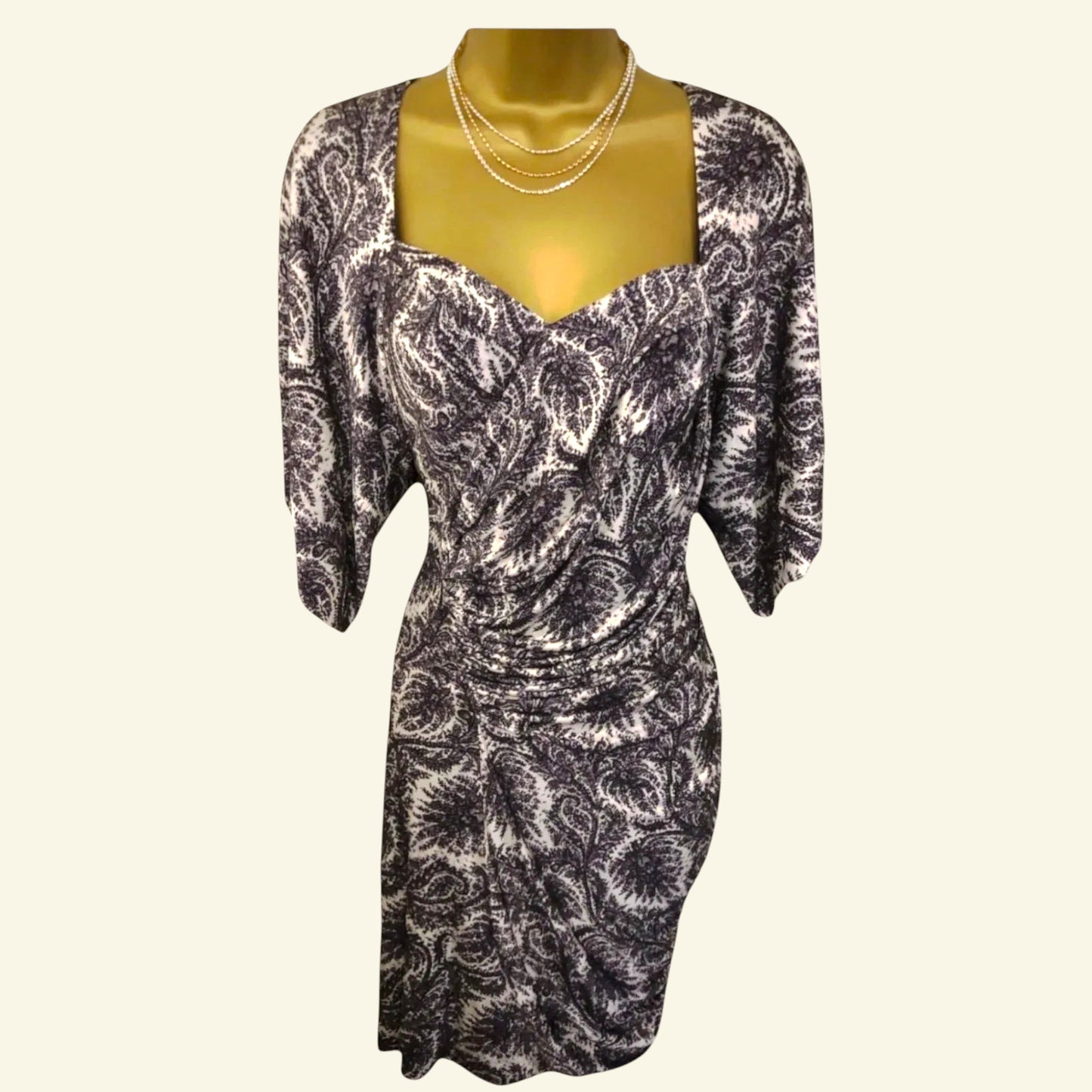 Yigal Azrouel Silk Paisley Print Kimono Style Ruched Dress UK 10 US 6 EU 38 - Timelessfashions