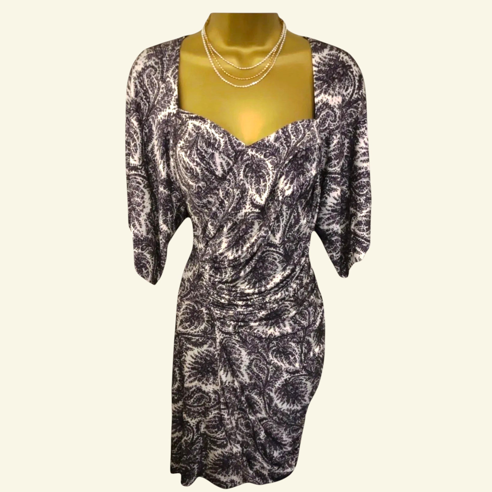 Yigal Azrouel Silk Paisley Print Kimono Style Ruched Dress UK 10 US 6 EU 38 - Timelessfashions