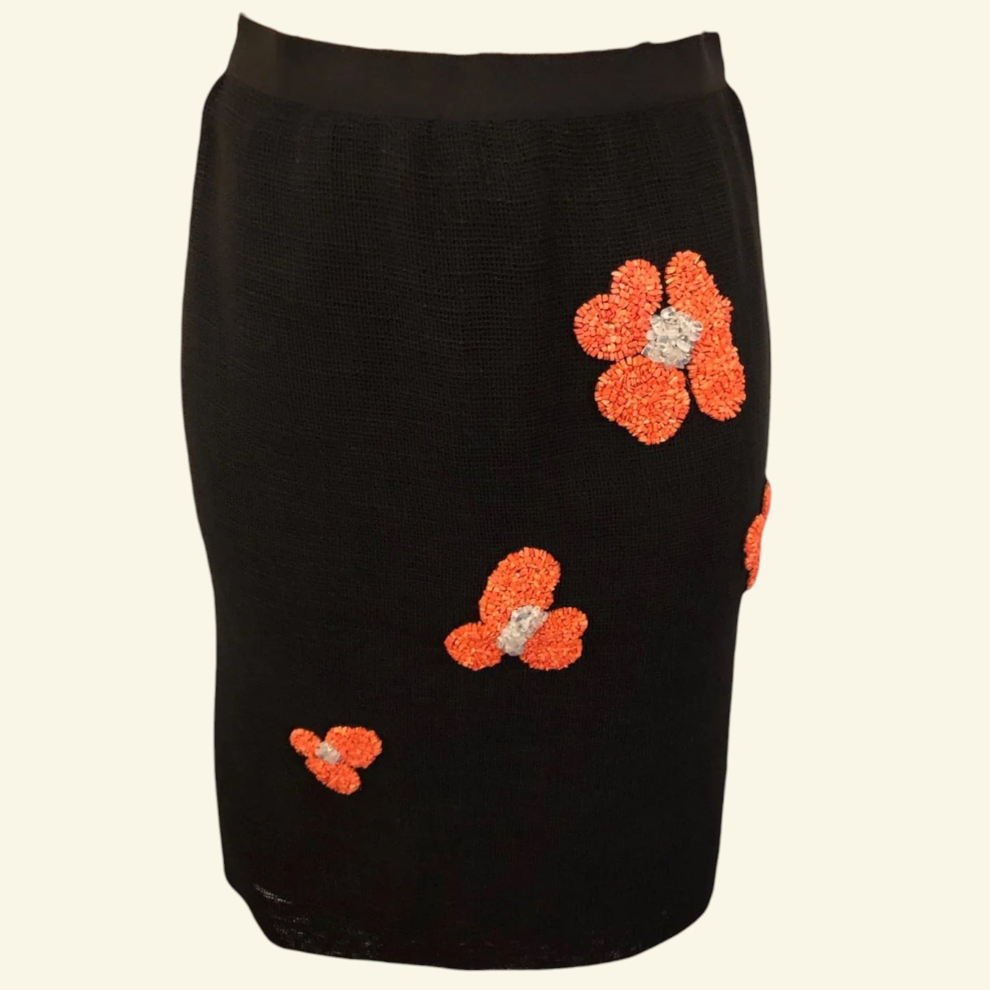 Behnaz Sarafpour Black Floral Mini Pencil Skirt UK 8 US 4 EU 36 - Timelessfashions