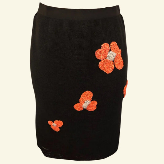 Behnaz Sarafpour Black Floral Mini Pencil Skirt UK 8 US 4 EU 36 - Timelessfashions
