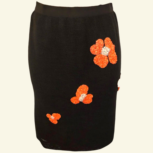 Behnaz Sarafpour Black Floral Mini Pencil Skirt UK 10 US 6 EU 38 - Timelessfashions