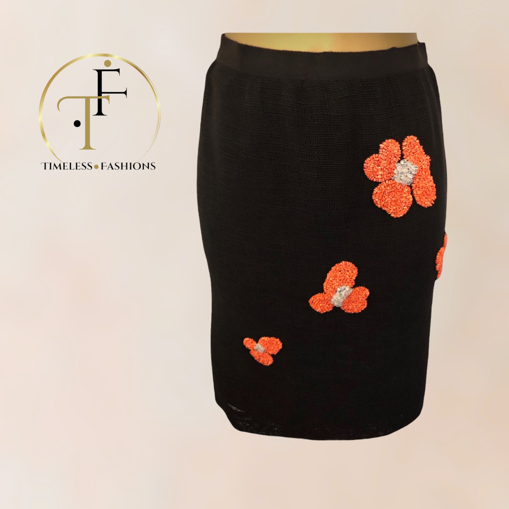 Behnaz Sarafpour Black Floral Mini Pencil Skirt UK 10 US 6 EU 38 Timeless Fashions