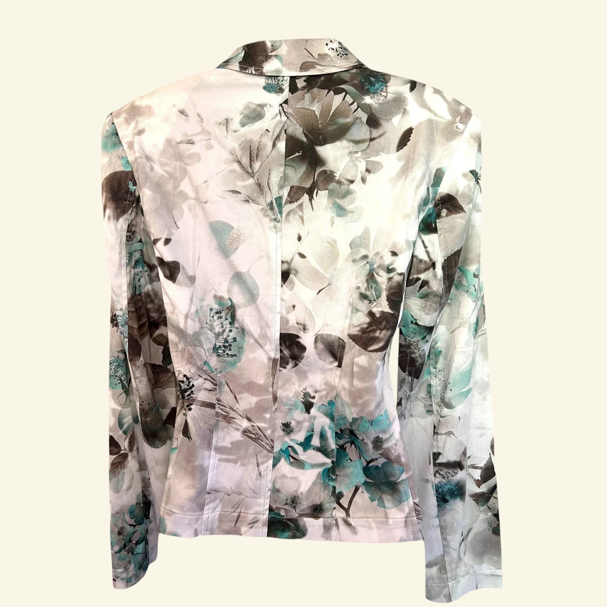Apanage Womens White, Blue & Grey Floral Jacket UK 10 US 6 EU 38 IT 42 - Timelessfashions