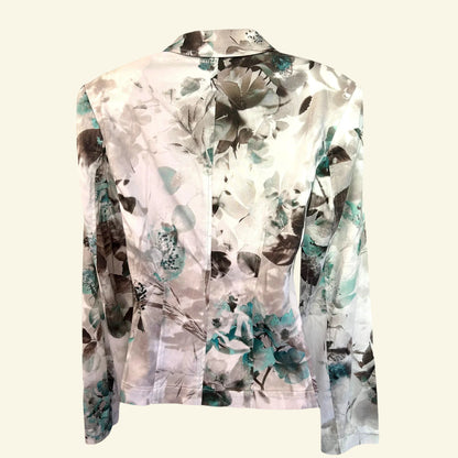 Apanage Womens White, Blue & Grey Floral Jacket UK 10 US 6 EU 38 IT 42 - Timelessfashions