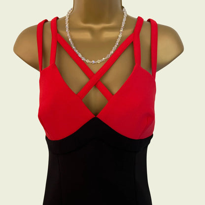 Coast Red & Black Multi Strap Mini Dress UK 12 US 8 EU 40 - Timelessfashions