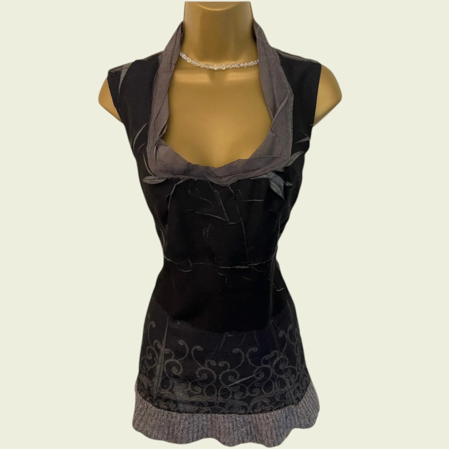 Siste's Womens Black & Grey Sleeveless Vest Top UK 10 US 6 EU 38 - Timelessfashions