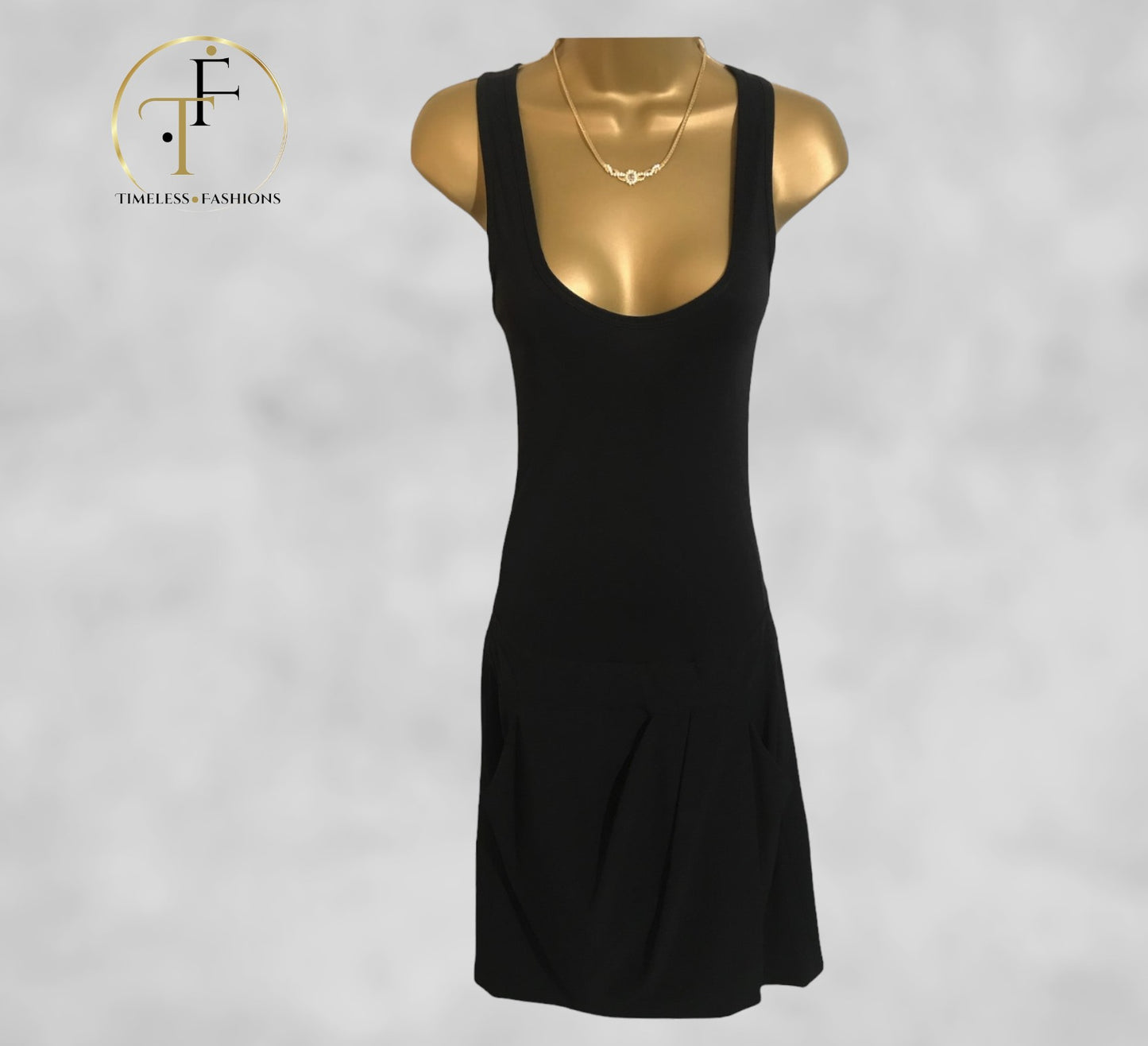 DKNY Donna Karan Women's Black Drop Waist Wool Dress UK 8 US 4 EU 36 Timeless Fashions
