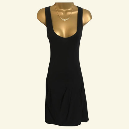 DKNY Donna Karan Women's Black Drop Waist Wool Dress UK 8 US 4 EU 36 - Timelessfashions