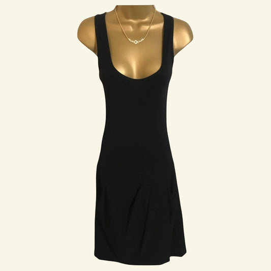 DKNY Donna Karan Women's Black Drop Waist Wool Dress UK 8 US 4 EU 36 - Timelessfashions