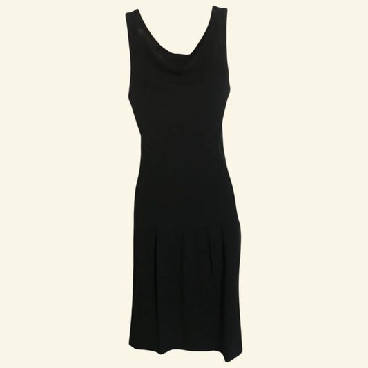 DKNY Donna Karan Women's Black Drop Waist Wool Dress UK 8 US 4 EU 36 - Timelessfashions