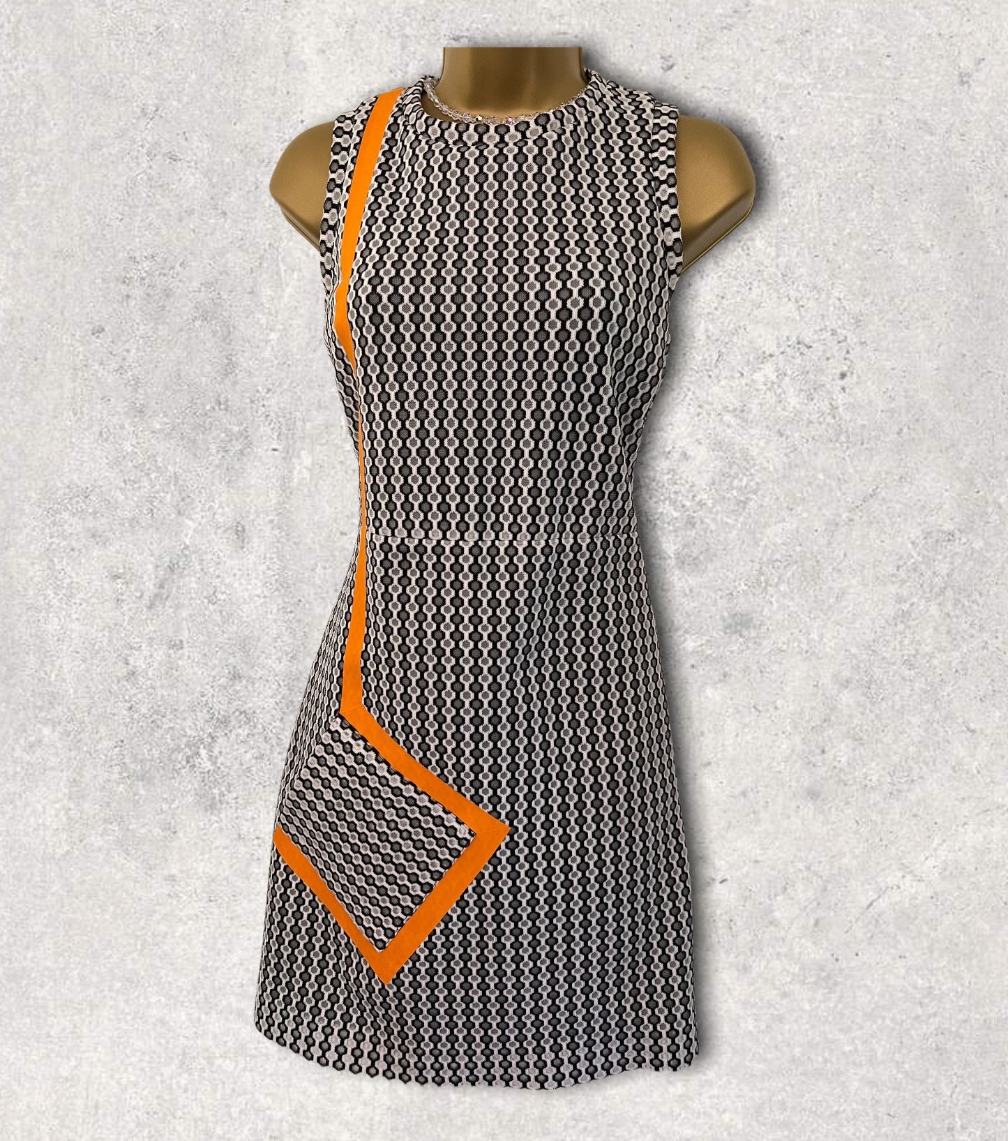MSGM Milano Black & White Geometric Sleeveless Mini Dress IT 42 UK 10 US 6 EU 38 Timeless Fashions