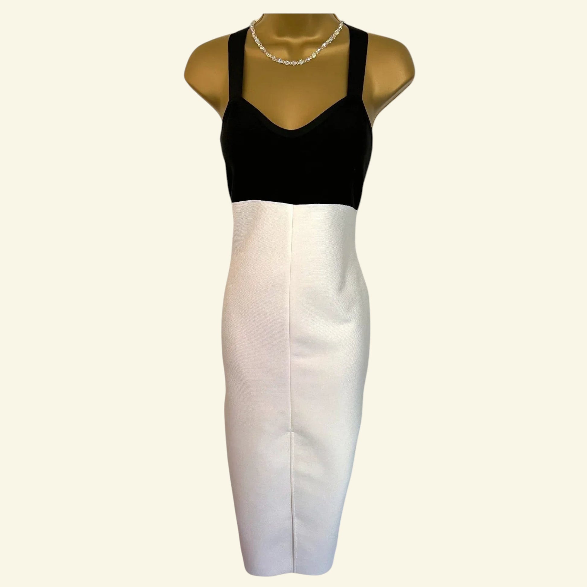 Coast Black & White Front Split Crossover Back Bodycon Dress UK 10/12 EU 38/40 - Timelessfashions