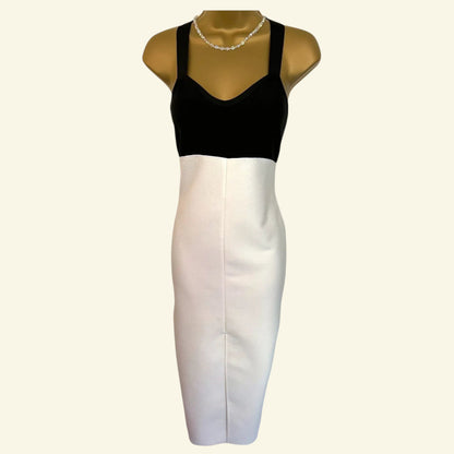 Coast Black & White Front Split Crossover Back Bodycon Dress UK 10/12 EU 38/40 - Timelessfashions