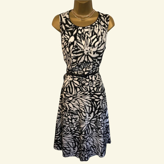 Michaela Louisa Black & White Fit & Flare Dress With Bolero & Belt UK 14 US 10 EU 42 - Timelessfashions