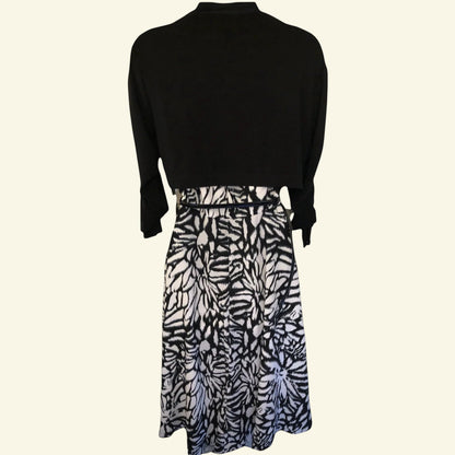 Michaela Louisa Black & White Fit & Flare Dress With Bolero & Belt UK 14 US 10 EU 42 - Timelessfashions