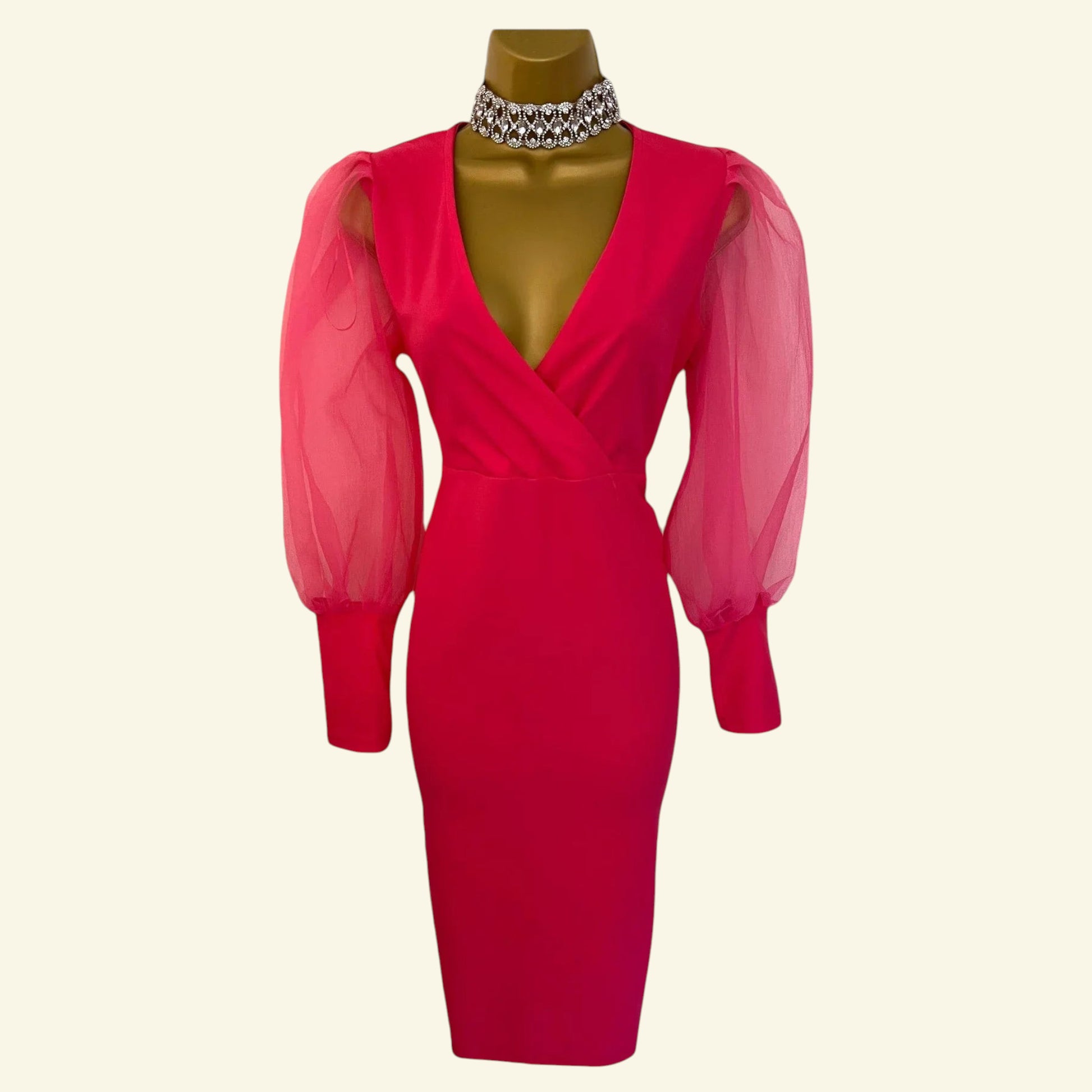 Coast Pink Organza Puff Sleeve Wrap Style Dress UK 10 US 6 EU 38 - Timelessfashions