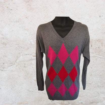 Tommy Hilfiger Mens Cotton Blend V Neck Argyle Jumper Size L Timeless Fashions