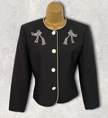 Country Casuals Vintage Black Embroidered Summer Jacket UK 8 US 4 EU 36 Timeless Fashions
